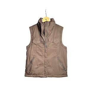Columbia Brown Puffer Vest Insulated Quilted Full Zip Stars Womens S